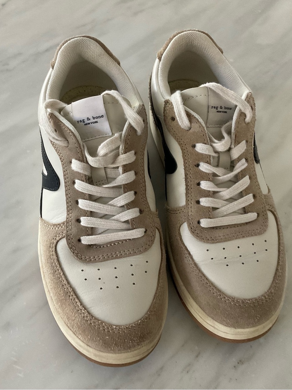 rag & bone White, Beige & Black Low-Top Sneakers